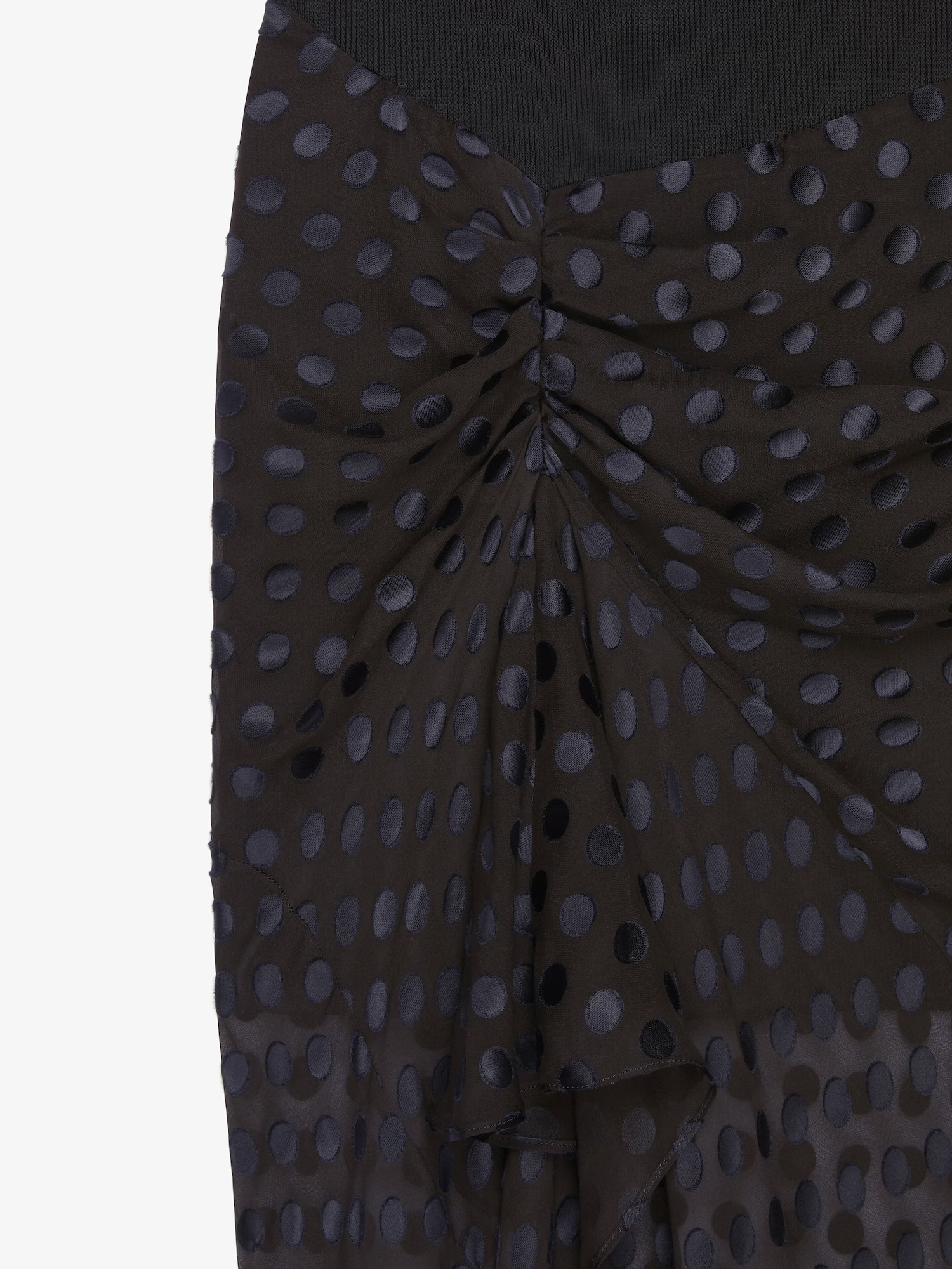 Givenchy Asymmetric Ribbed-knit And Ruched Fil Coupé Silk-blend Chiffon Dress In Black