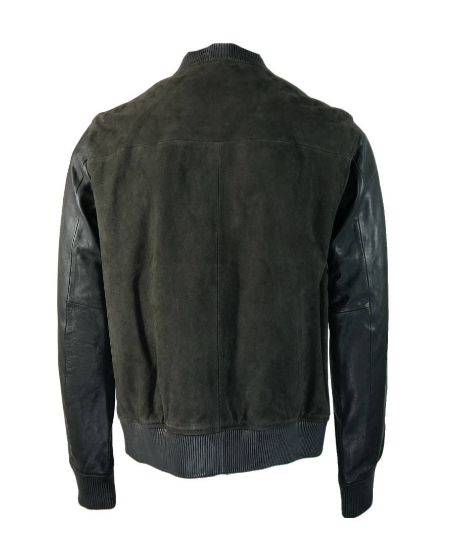 Emporio Armani Logo Leather Jacket In Black