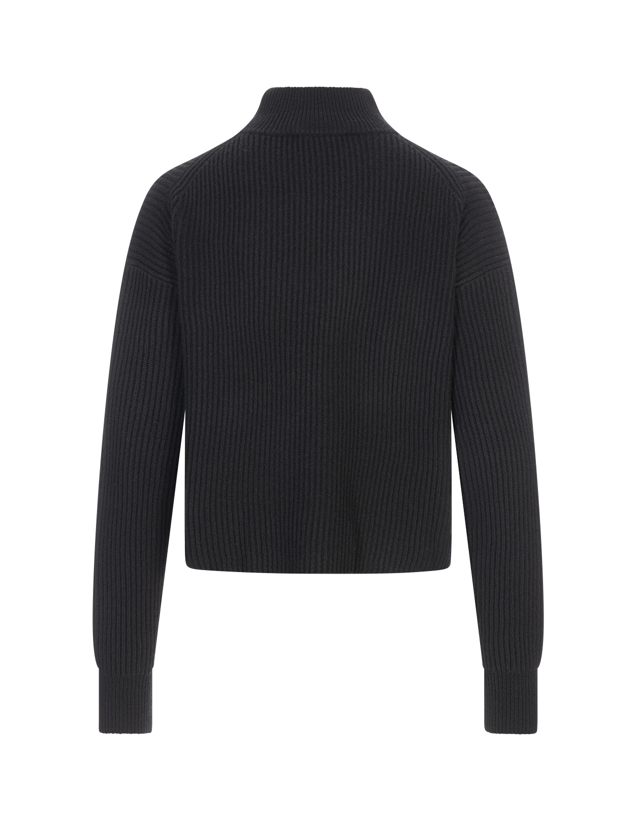 Max Mara Studio Mock Neck Ribbed Jumper In Black
