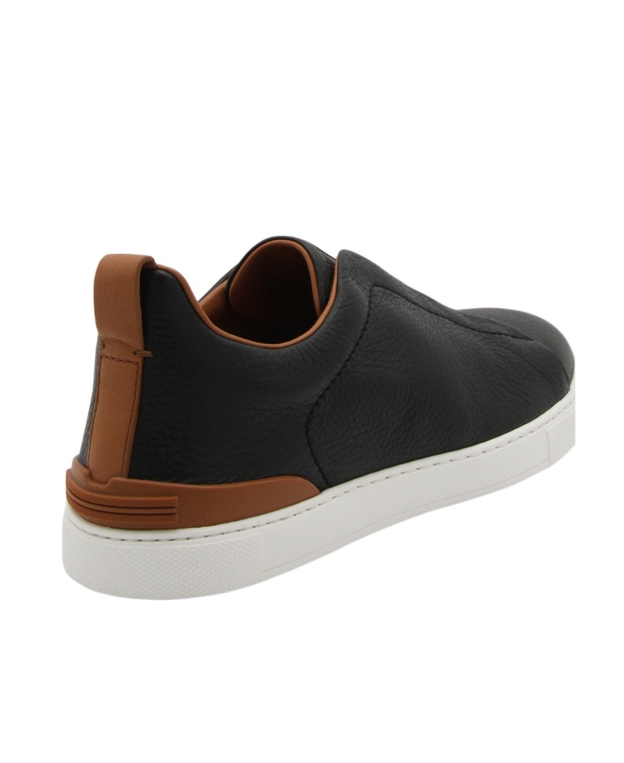 Zegna Sole Contrast Sneakers Pull Tab In Black