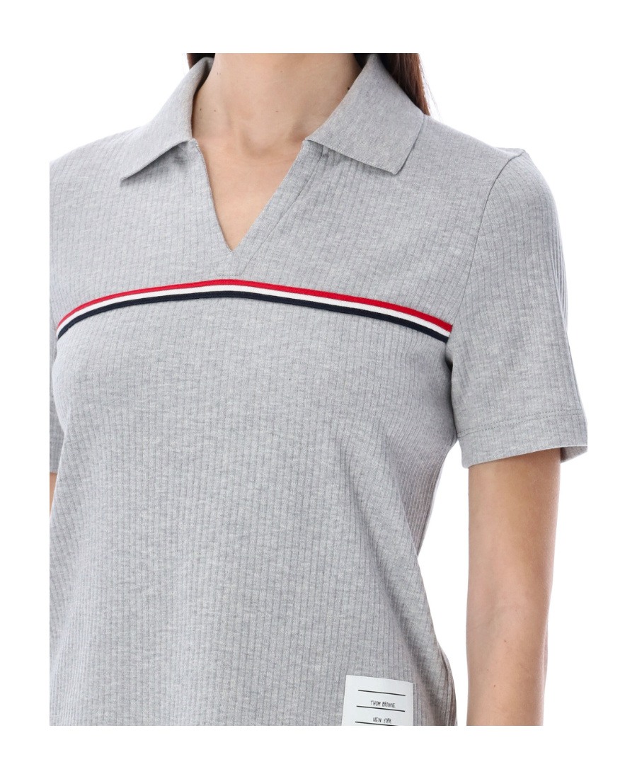Thom Browne Rwm-stripe Short-sleeve Polo In Black