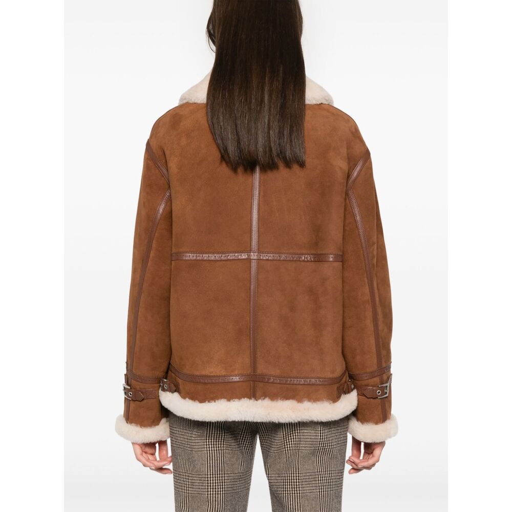 Ermanno Scervino Brown Chocolate Brown Shearling Coat In Brown