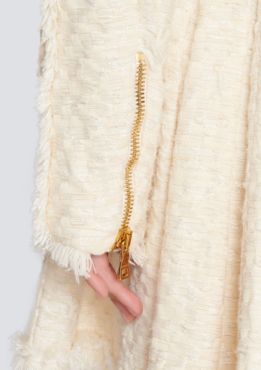 Balmain Cotton-blend Tweed Cropped Jacket In White