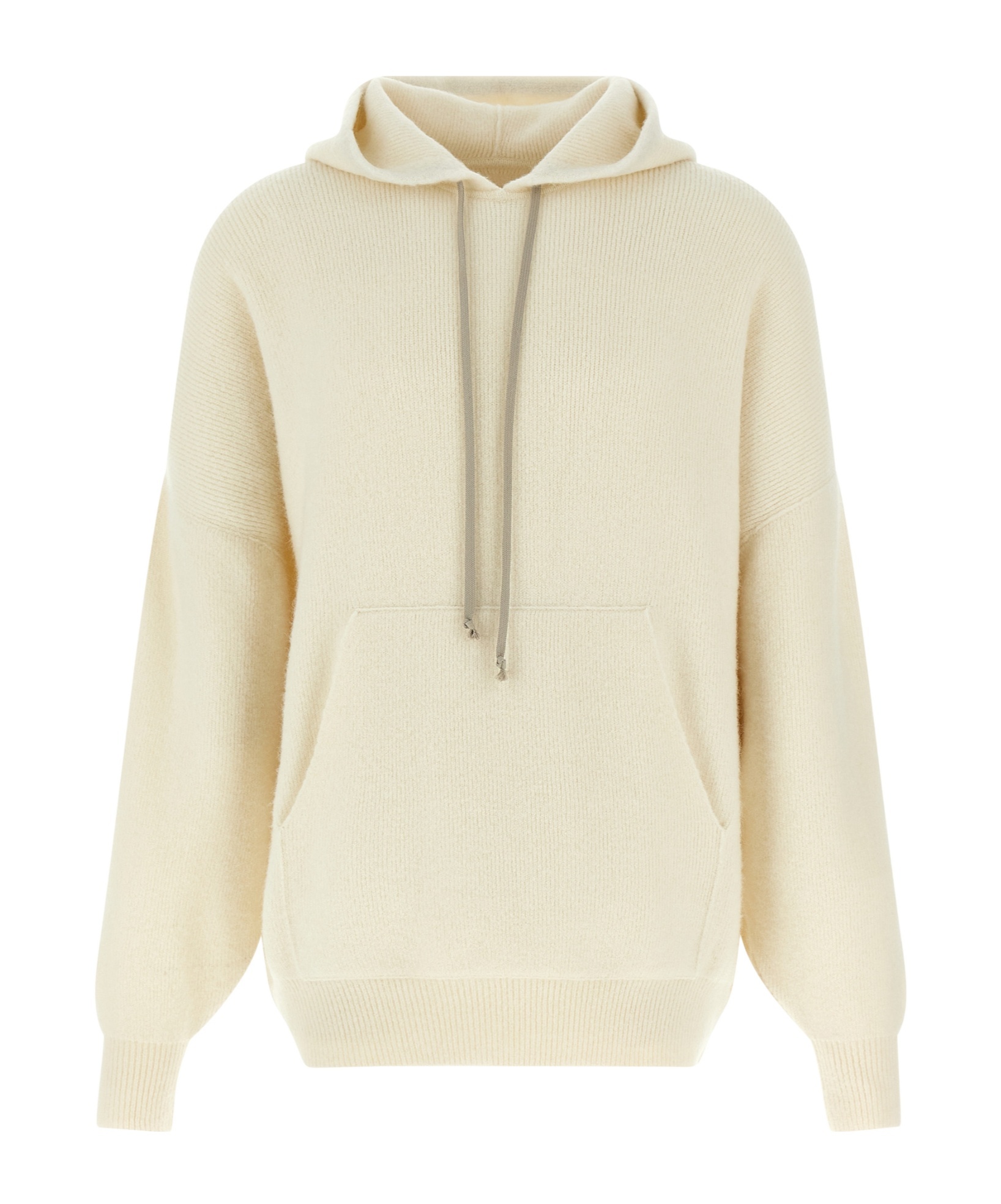 Rick Owens Hooded Sweater With Drawstring And Pocket In White