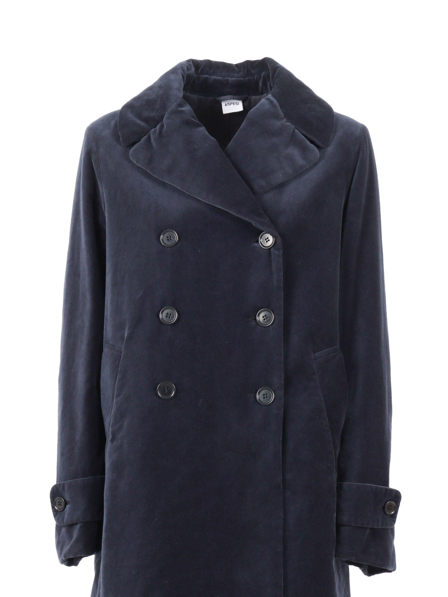 Aspesi Double-breasted Coat In Blue