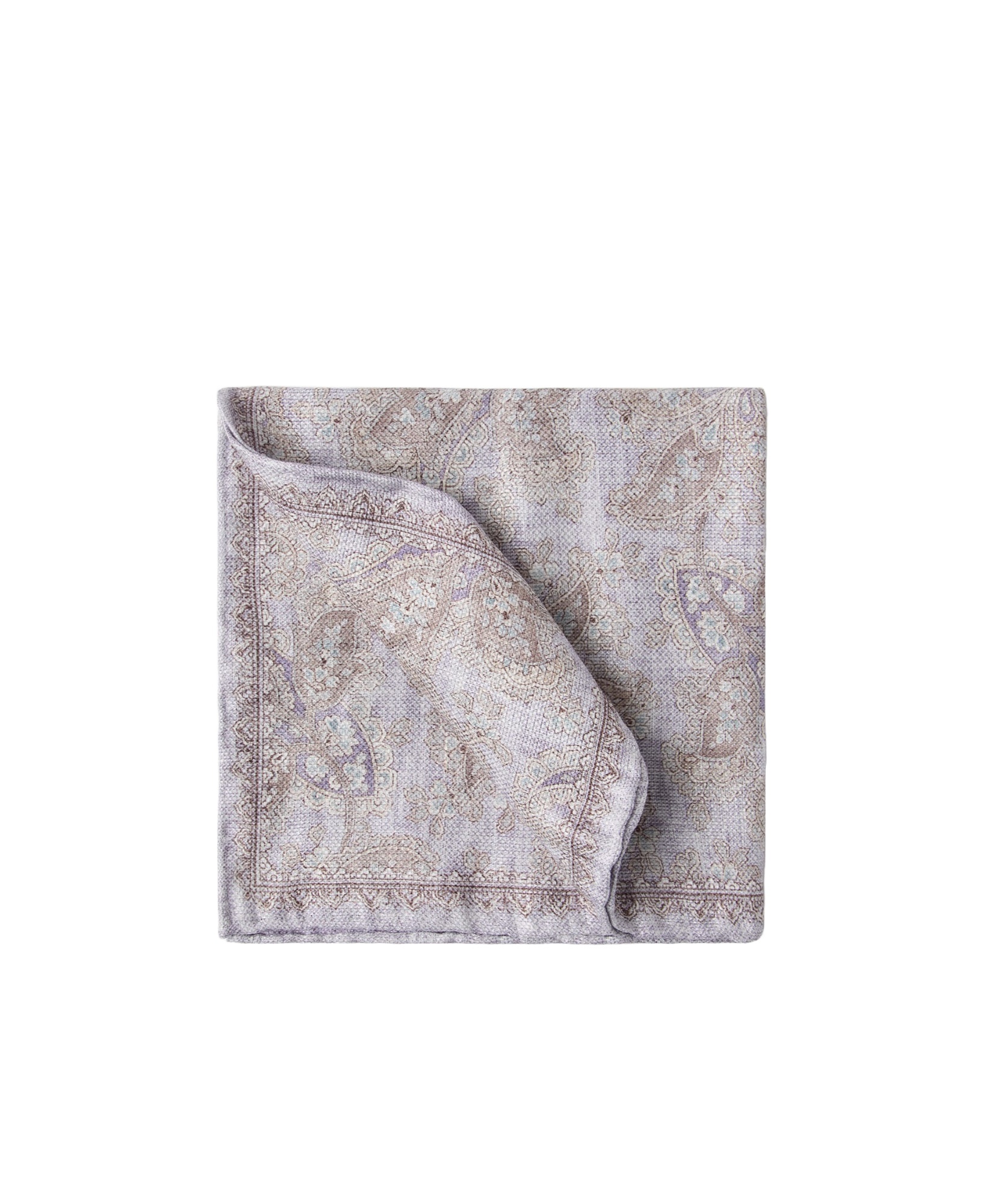 Brunello Cucinelli Double-faced Linen-silk Paisley Pocket Square In Gray