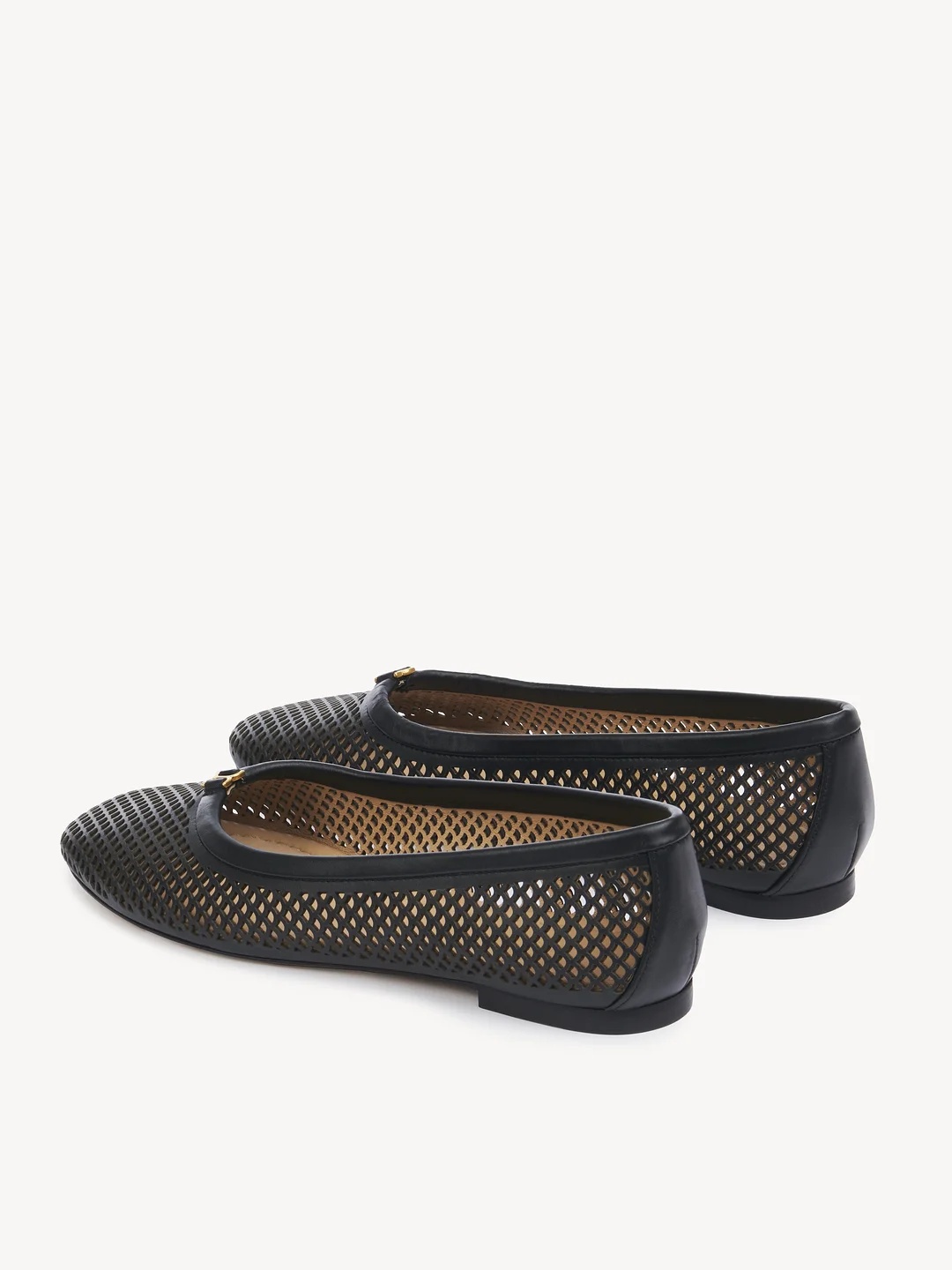 Chloé Marcie Leather Net Ballerina Flats In Black