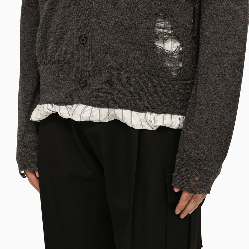 Maison Margiela Distressed-finish Wool Cardigan In Black