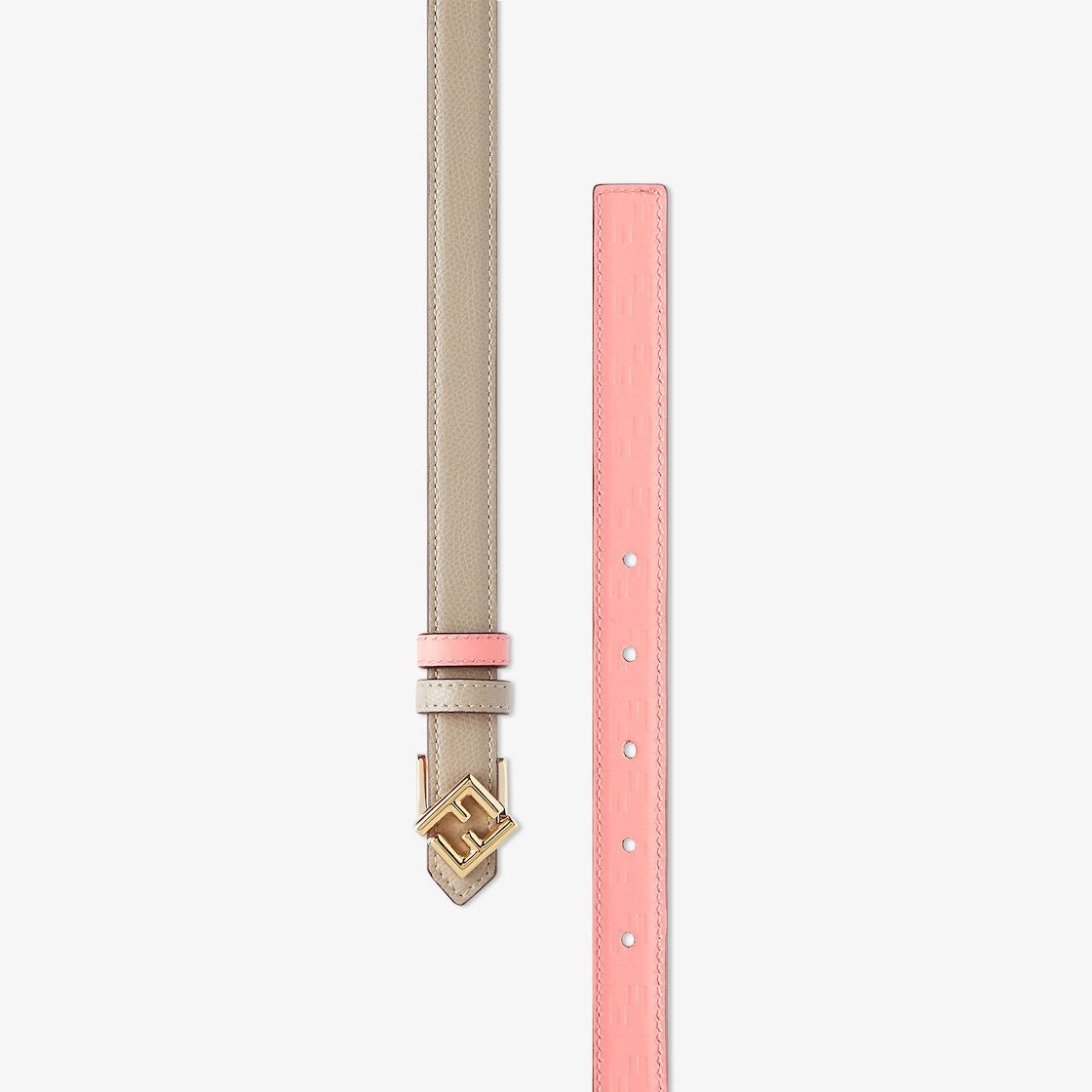 Shop Fendi Beige And Pink Leather Reversible Belt In Nude