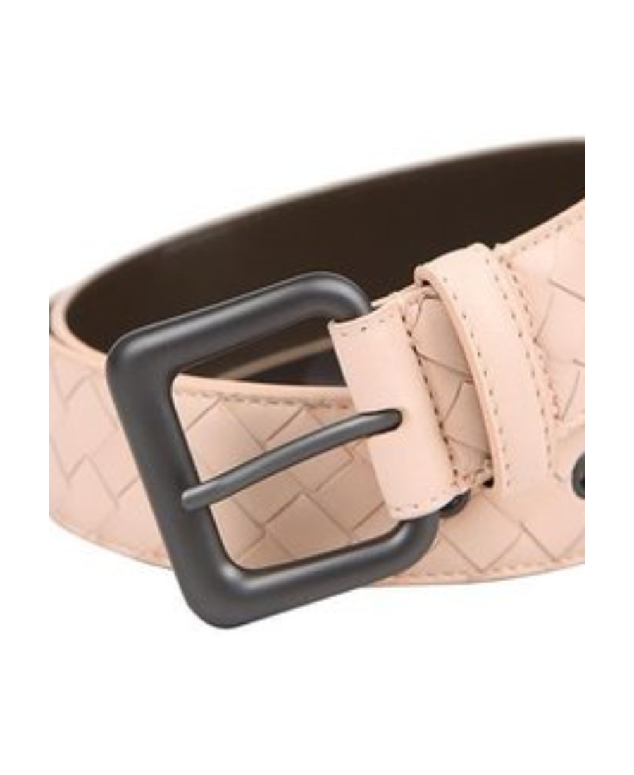 Bottega Veneta Knit Buckle Ring Hole Eye Belt In Nude