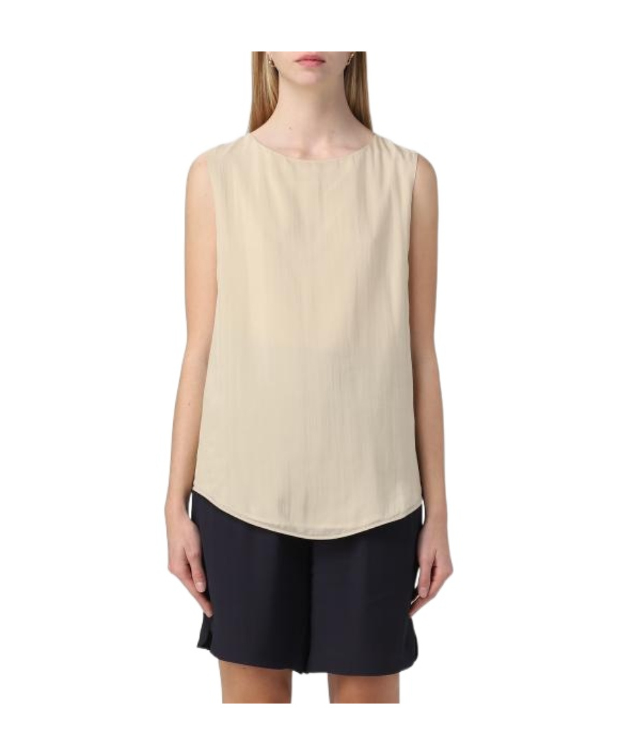 Fabiana Filippi Sleeveless Vest With Round Neck In Nude
