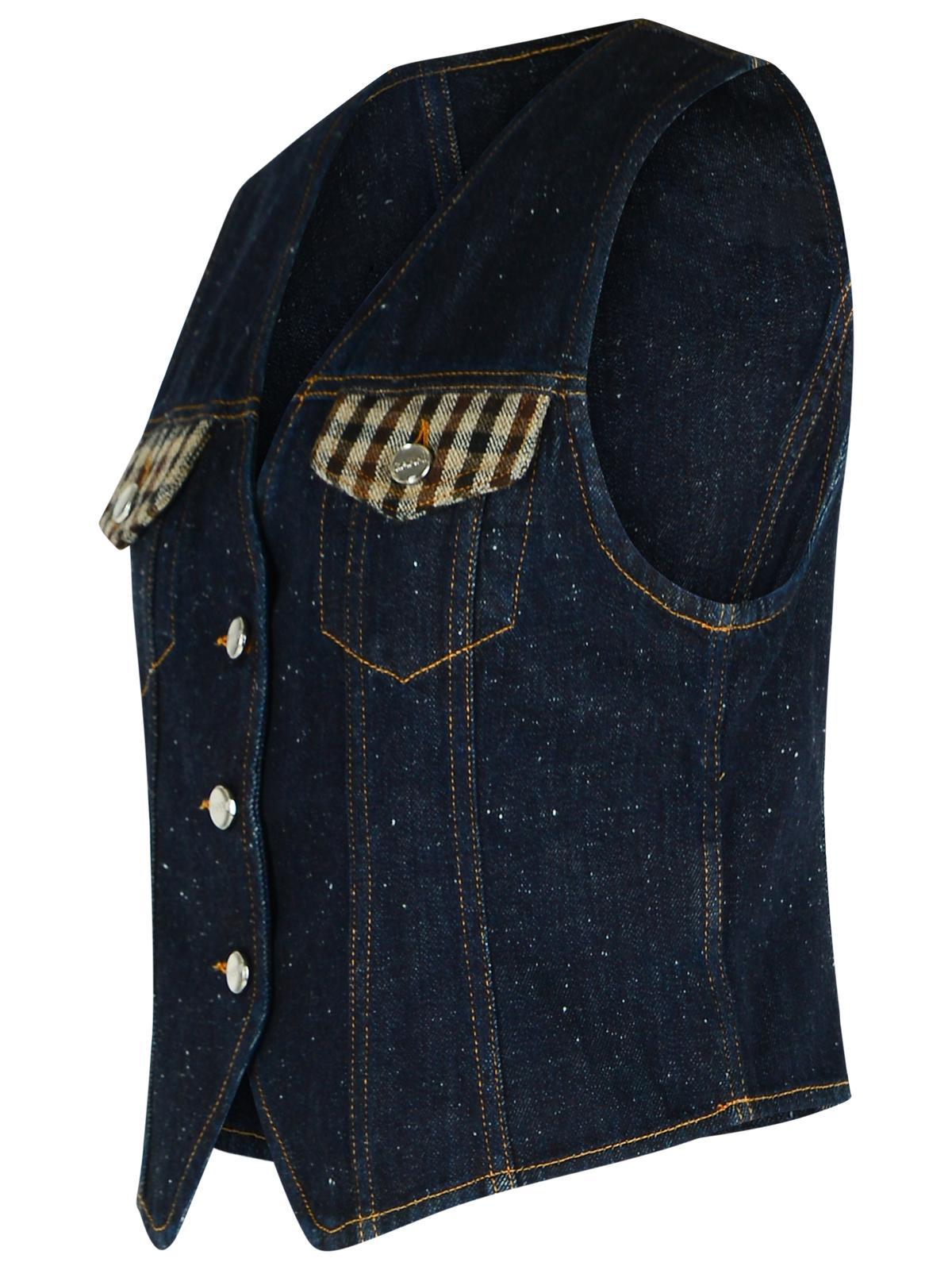 Ganni Neppy Denim Vest In Blue