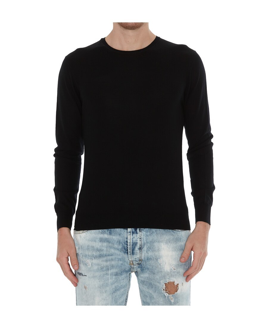 Hōsio Hosio Long-sleeved Crewneck Knitted Jumper In Black