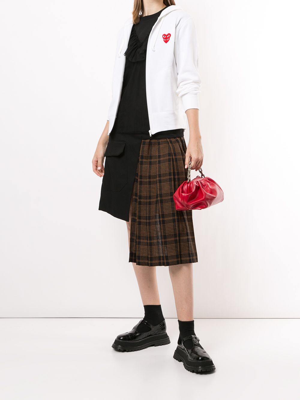 Shop Comme Des Garçons Play Heart Motif Zip Hoodie In White