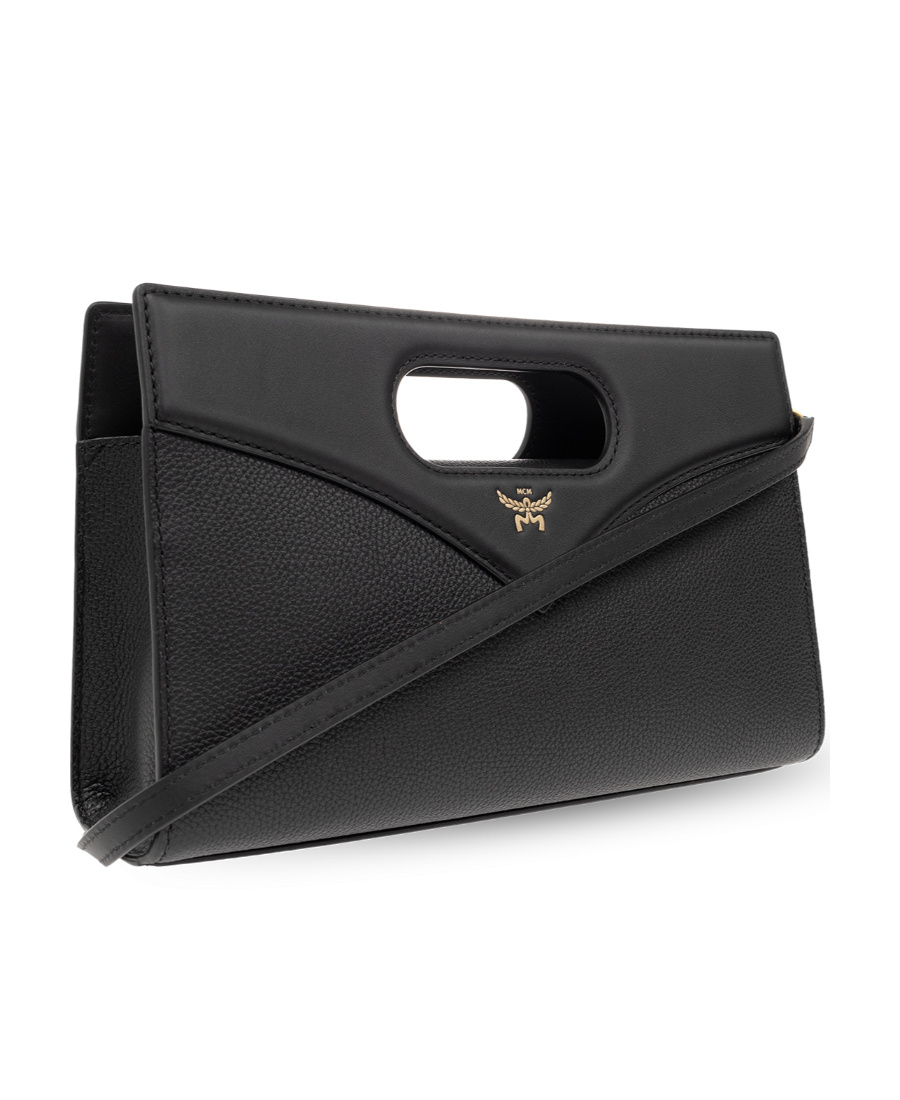 Mcm Logo Shoulder Bag In Black