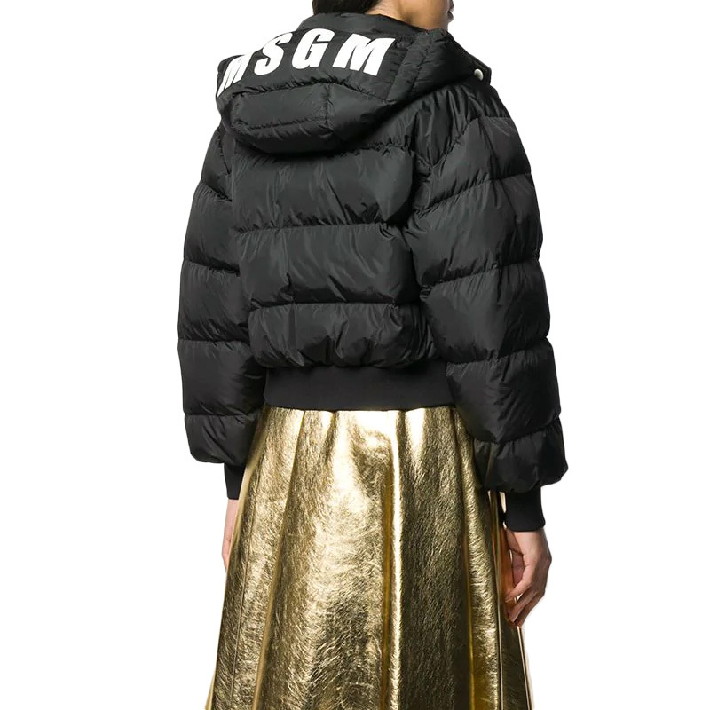 Msgm Black Logo Down Jacket In Black