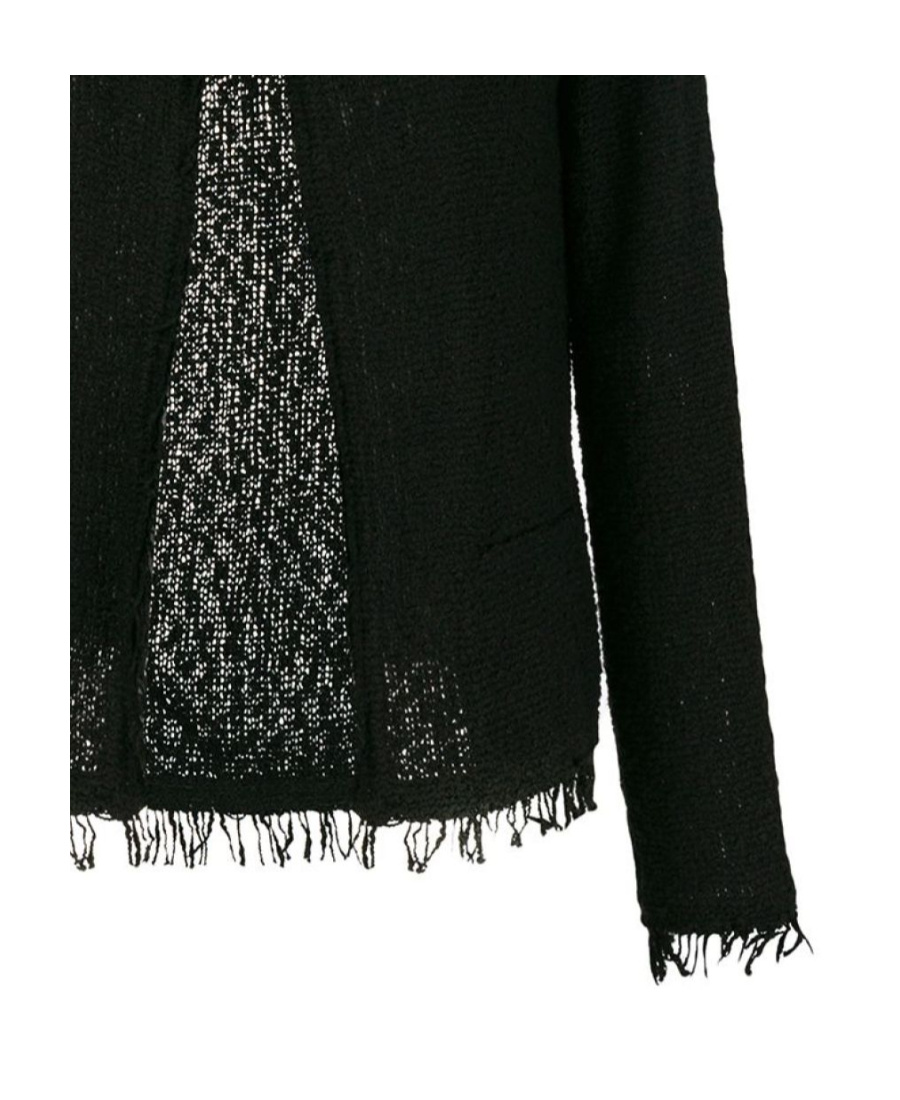 Iro Cotton Blend Collarless Jacket With Frayed Edges In Black