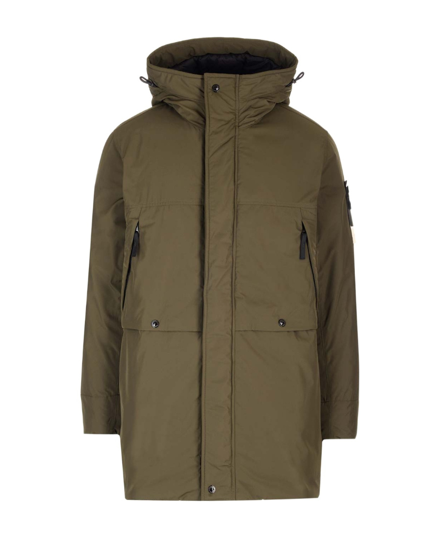 Stone Island Long-sleeved Zipper Down Jacket In Green