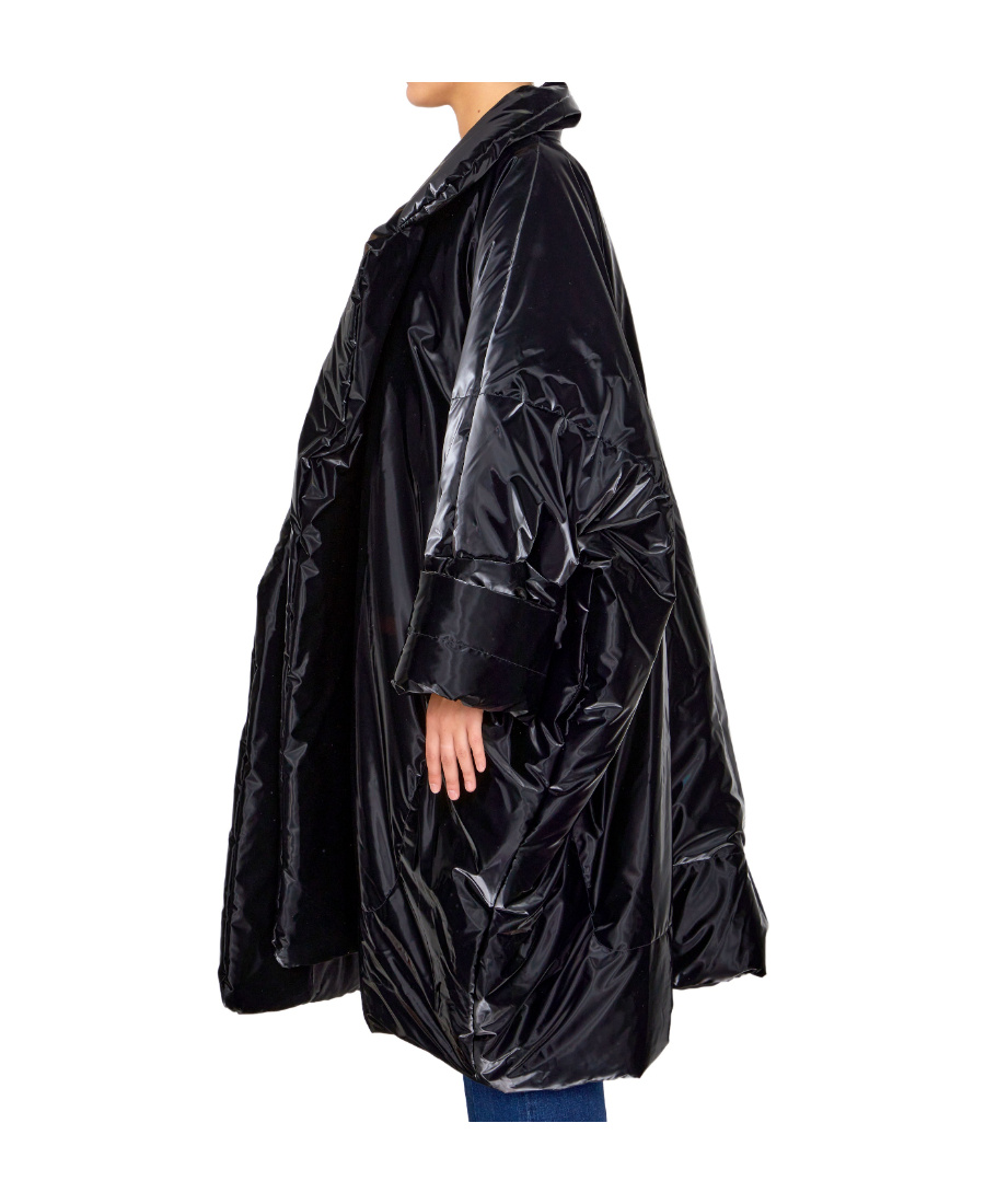 Saint Laurent Lacquered-finish Oversized Coat In Black