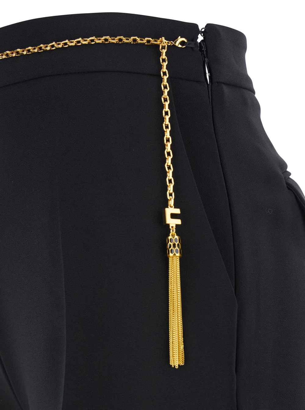 Elisabetta Franchi Chain Detailed Slim Fit Shorts In Black