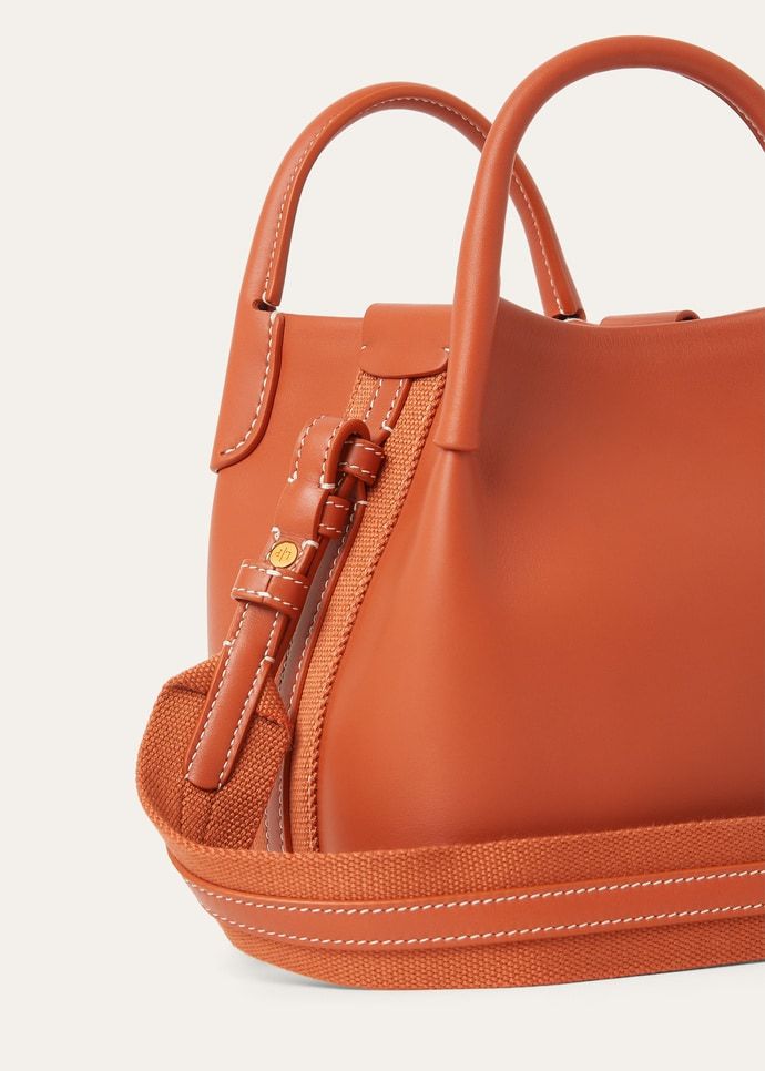 Loro Piana Bale Micro Rounded Leather Top-handle Bag In Orange