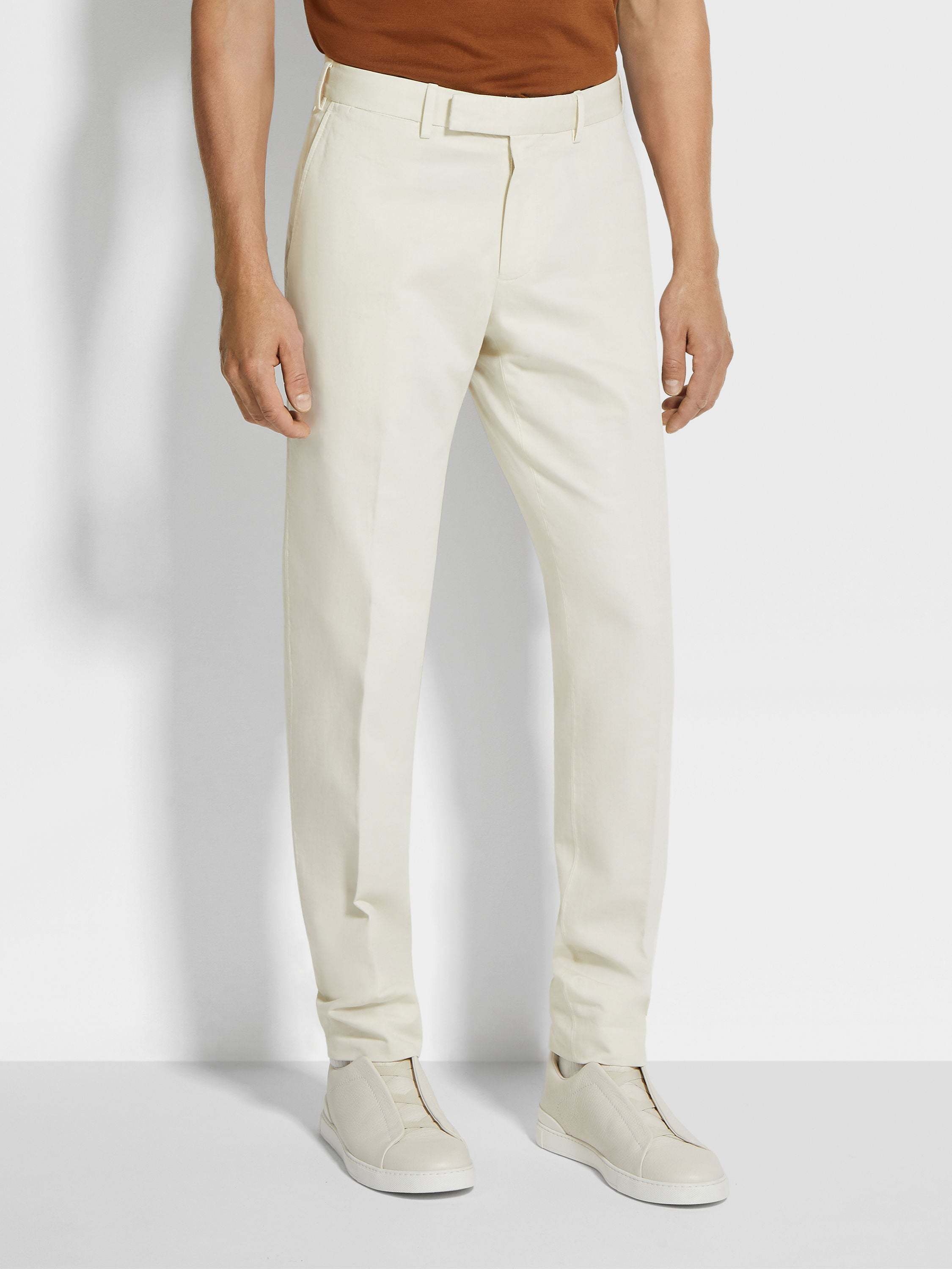 Zegna Cashco Corduroy Straight Pants In White