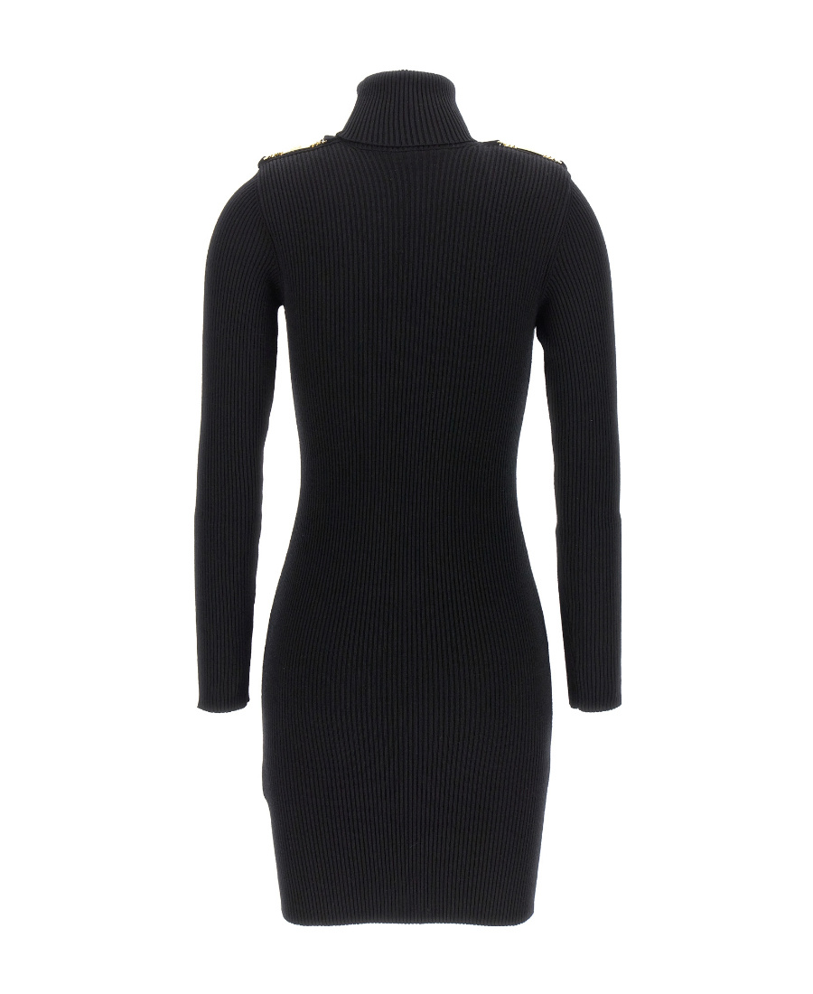Elisabetta Franchi Knitted Long-sleeve Minidress In Black