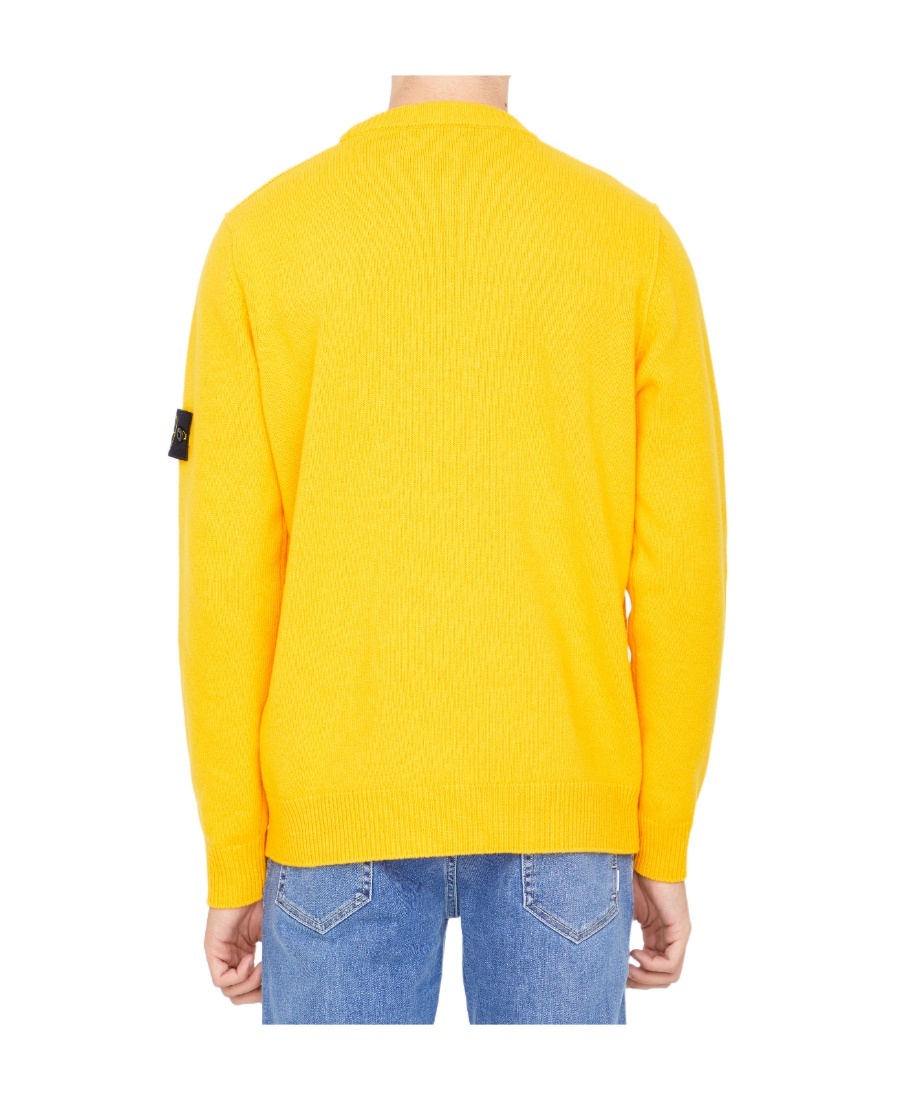 Stone Island Logo-patch Crew-neck Jumper In Yellow