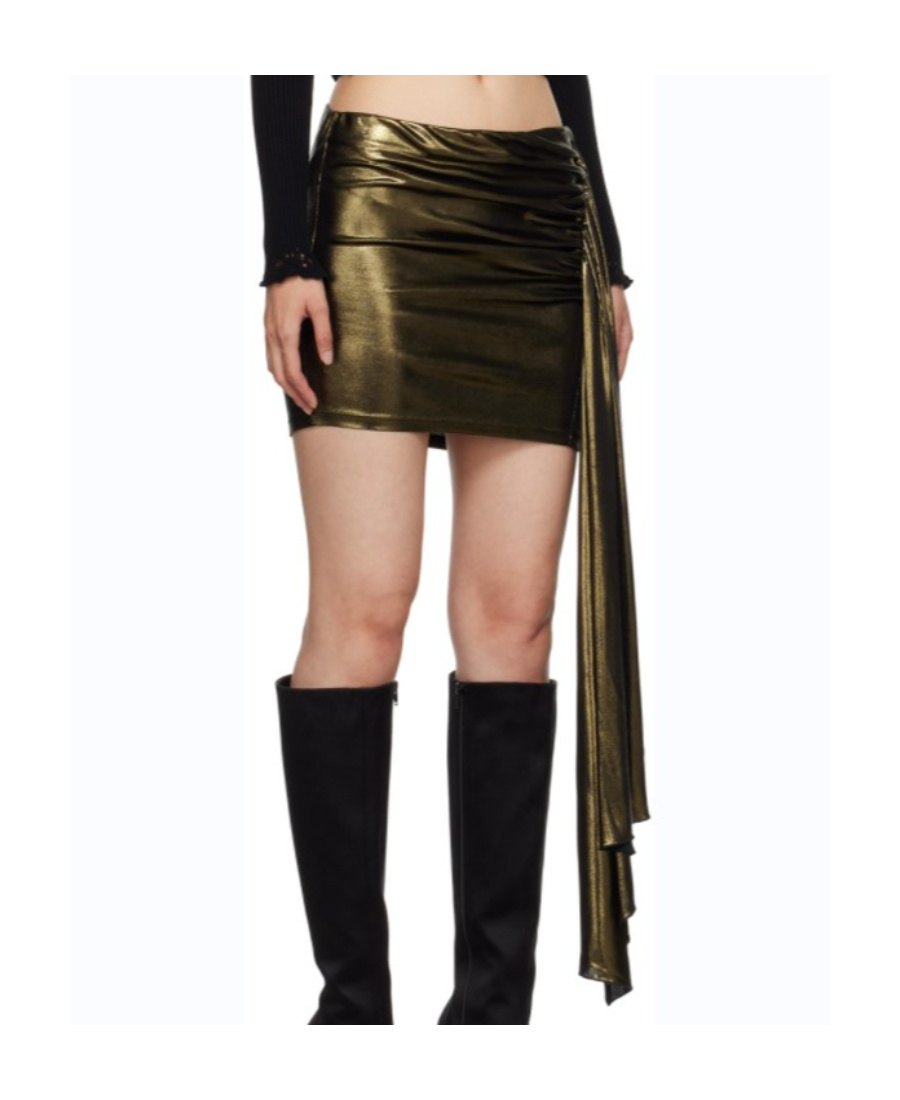Blumarine Gold Gathered Miniskirt In Multicolor
