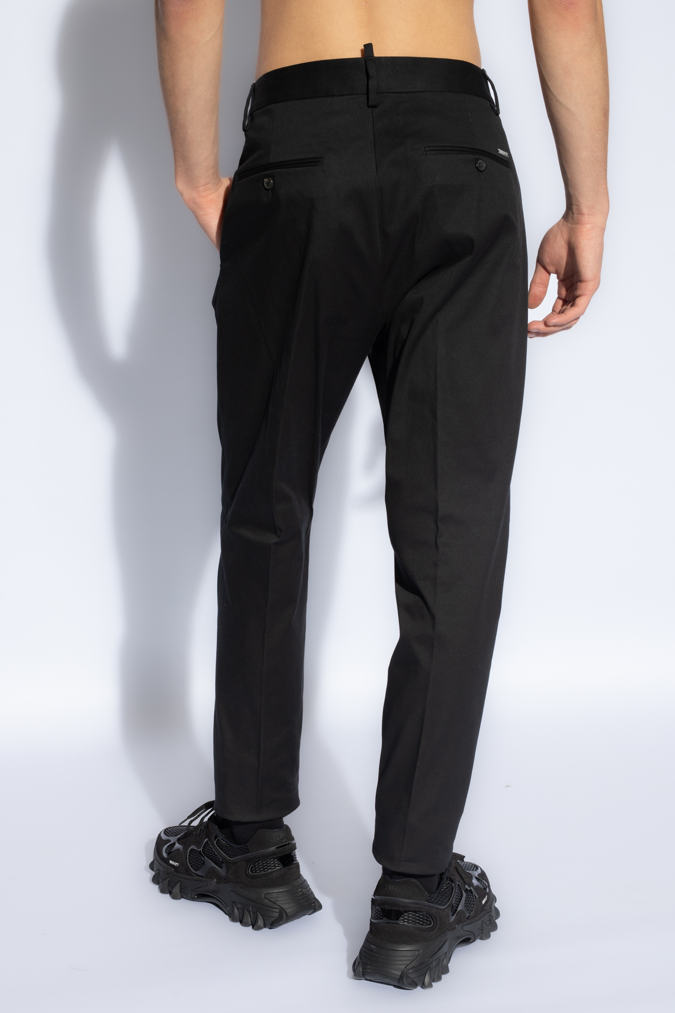 Dsquared2 Cotton Tailored Straight-leg Trousers In Black