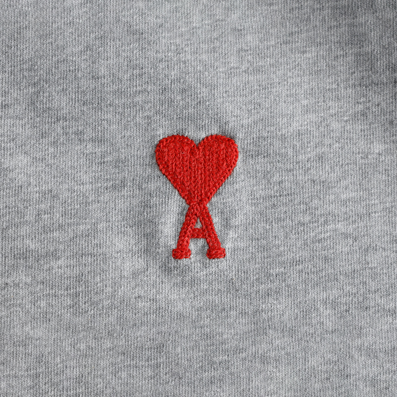 Ami Alexandre Mattiussi Ami Paris Ami De Coeur Logo Embroidered Crewneck T-shirt In Gray