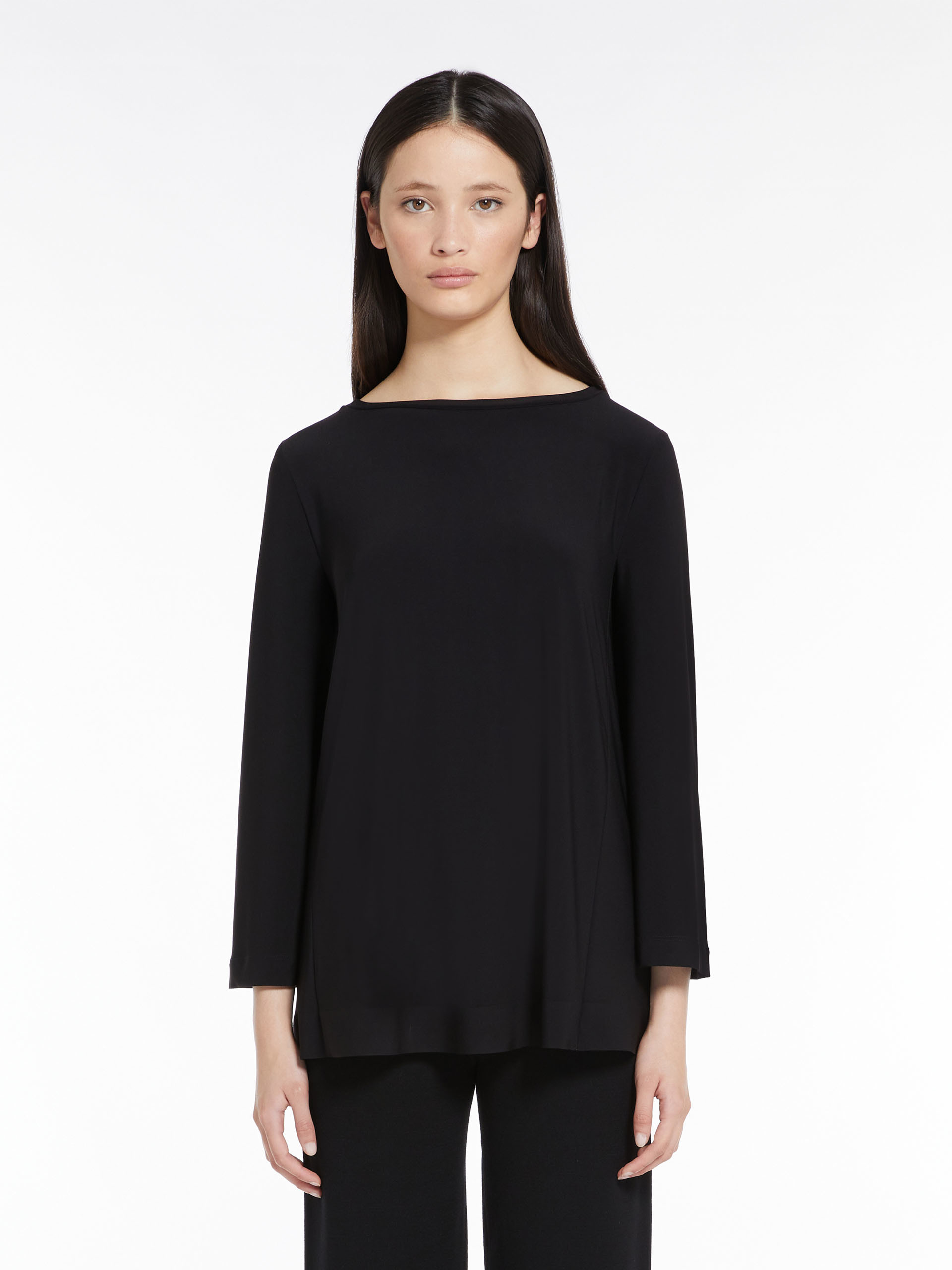 Max Mara Trumpet Stretch Plain Blouse In Black