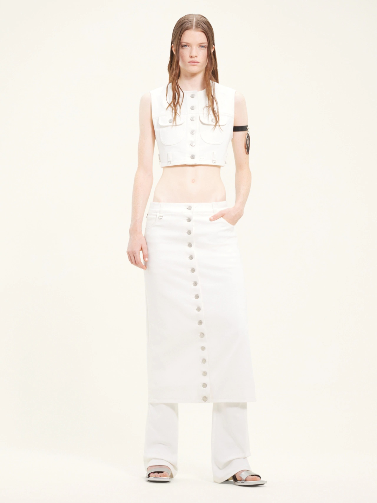 Courrèges Courreges "denim Midi Skirt With Multif In White