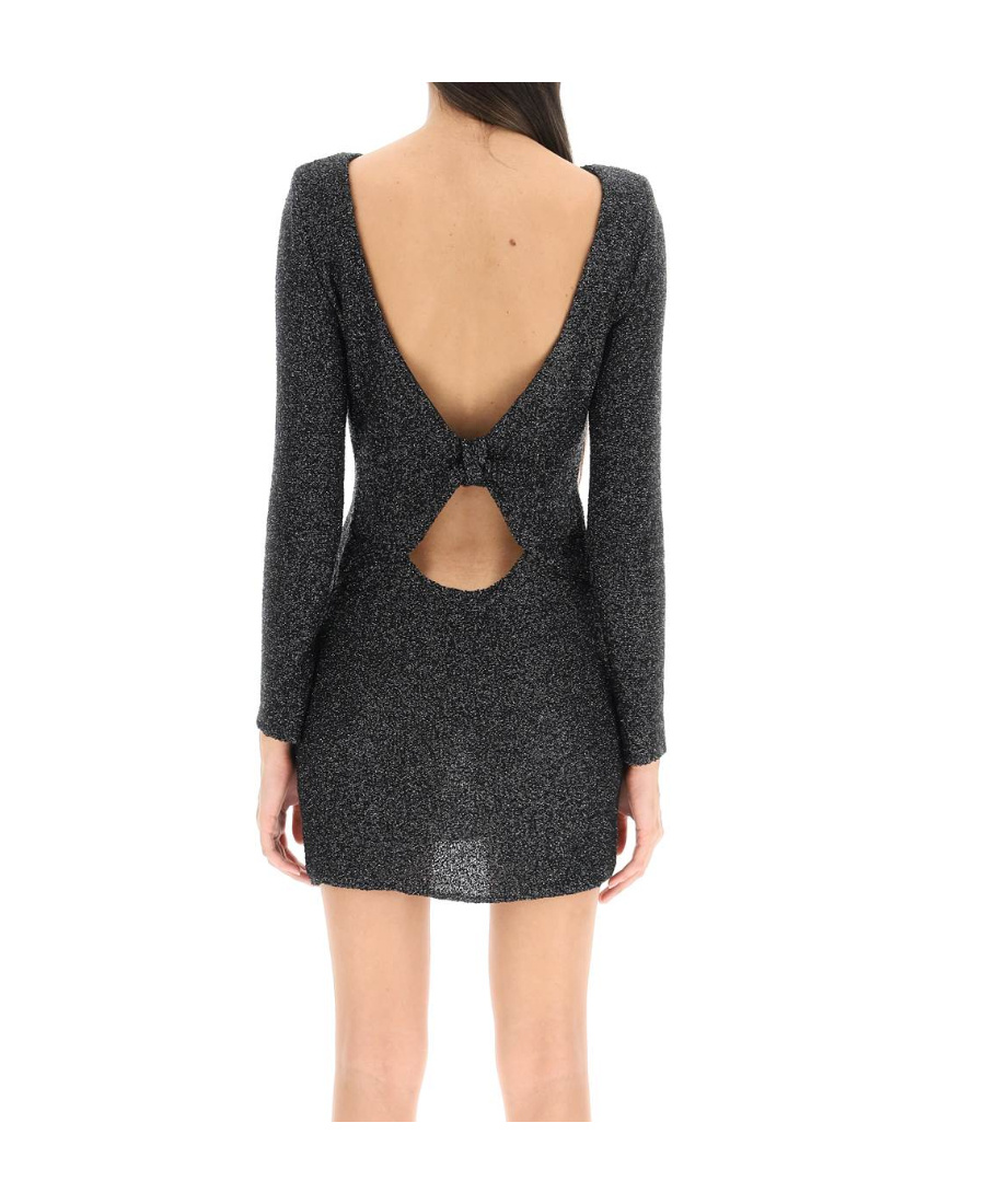 Saint Laurent Open-back Lurex Minidress In Black