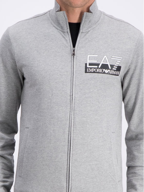Ea7 Logo Collar Casual Jacket In Gray
