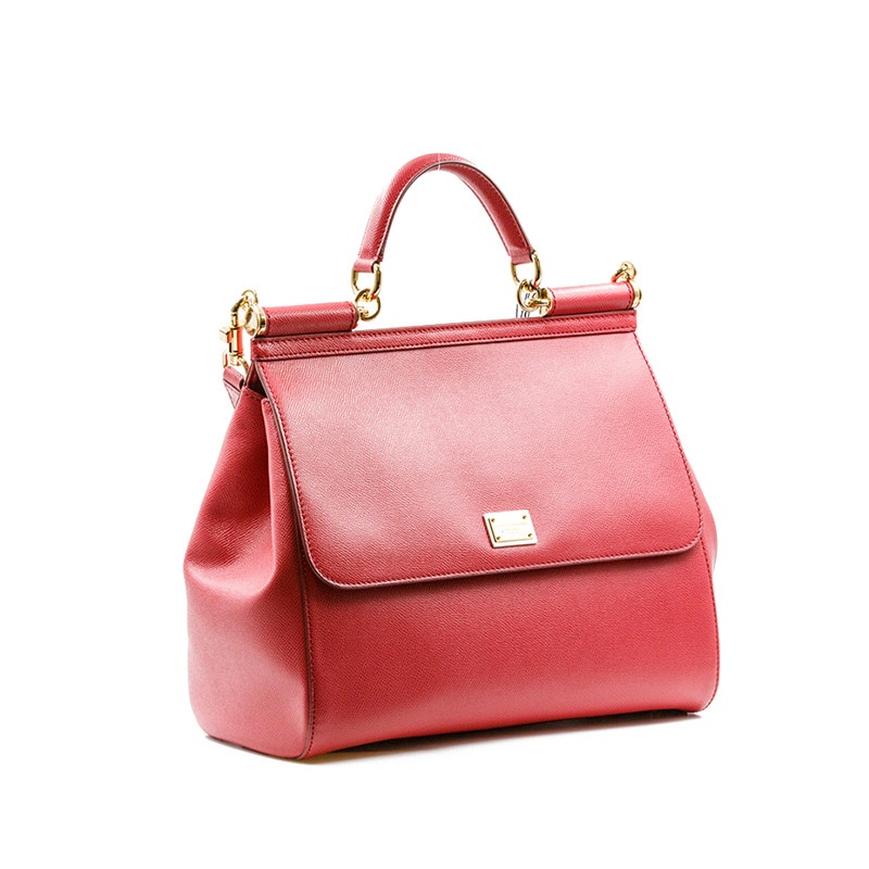 Dolce & Gabbana Sicily Small Leather Tote Bag In Red