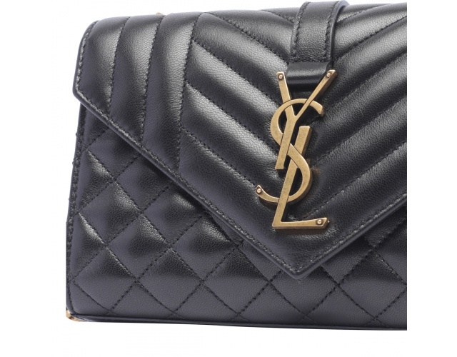 Saint Laurent Small Envelope Quilted Shoulder Bag In Black