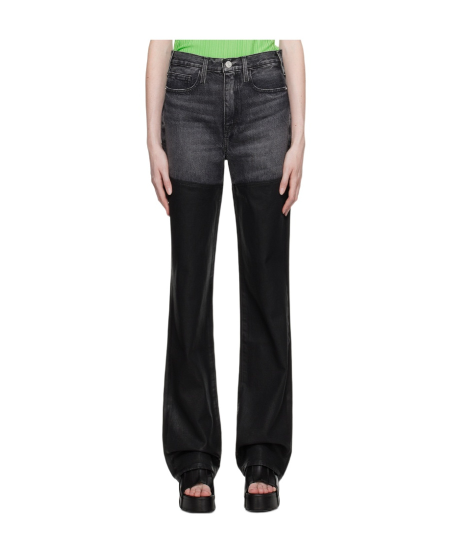 Frame Belt Ring Gradual Change Jeans In Black