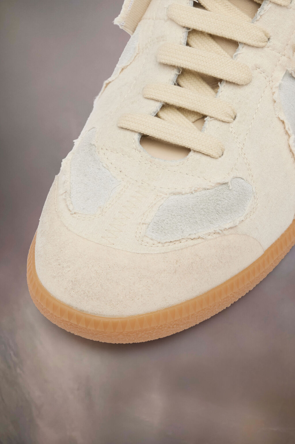Maison Margiela Off White Leather And Grey Suede Replica Sneakers In White