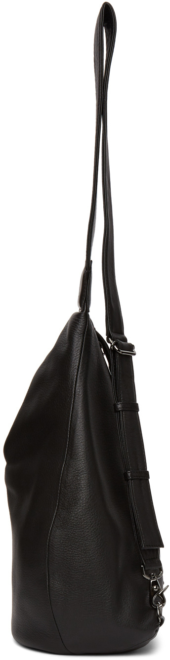 Yohji Yamamoto Logo-embossed Leather Shoulder Bag In Black