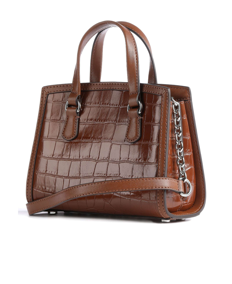 Michael Kors Crocodile-effect Logo-plaque Tote Bag In Brown