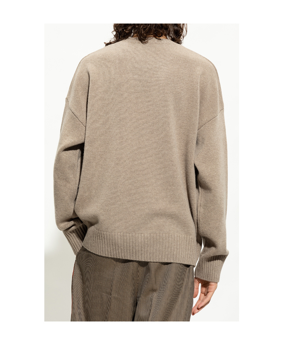 Ami Alexandre Mattiussi Ami De Coeur Tonal Needle Punch Sweater In Nude