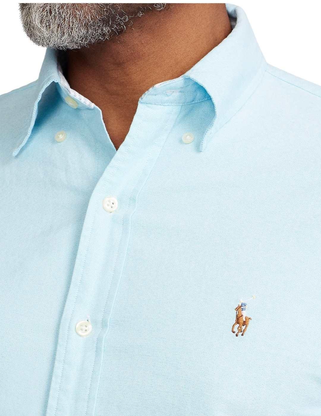 Polo Ralph Lauren Embroidered Logo Oxford Shirt In Blue