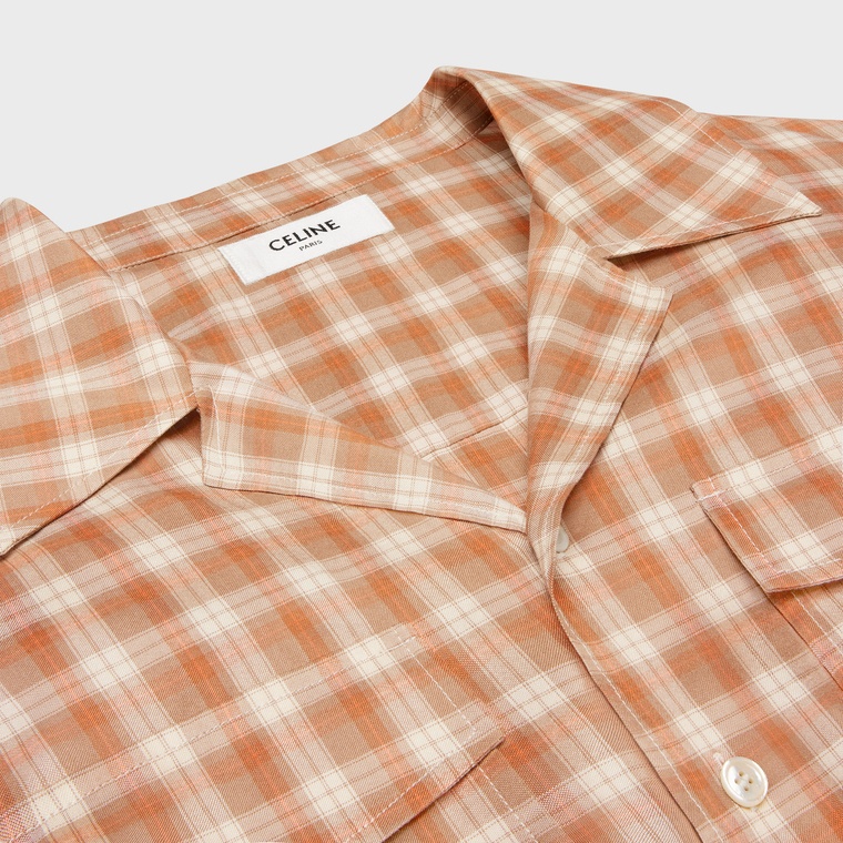 Celine Plaid Short Shirt In Nude