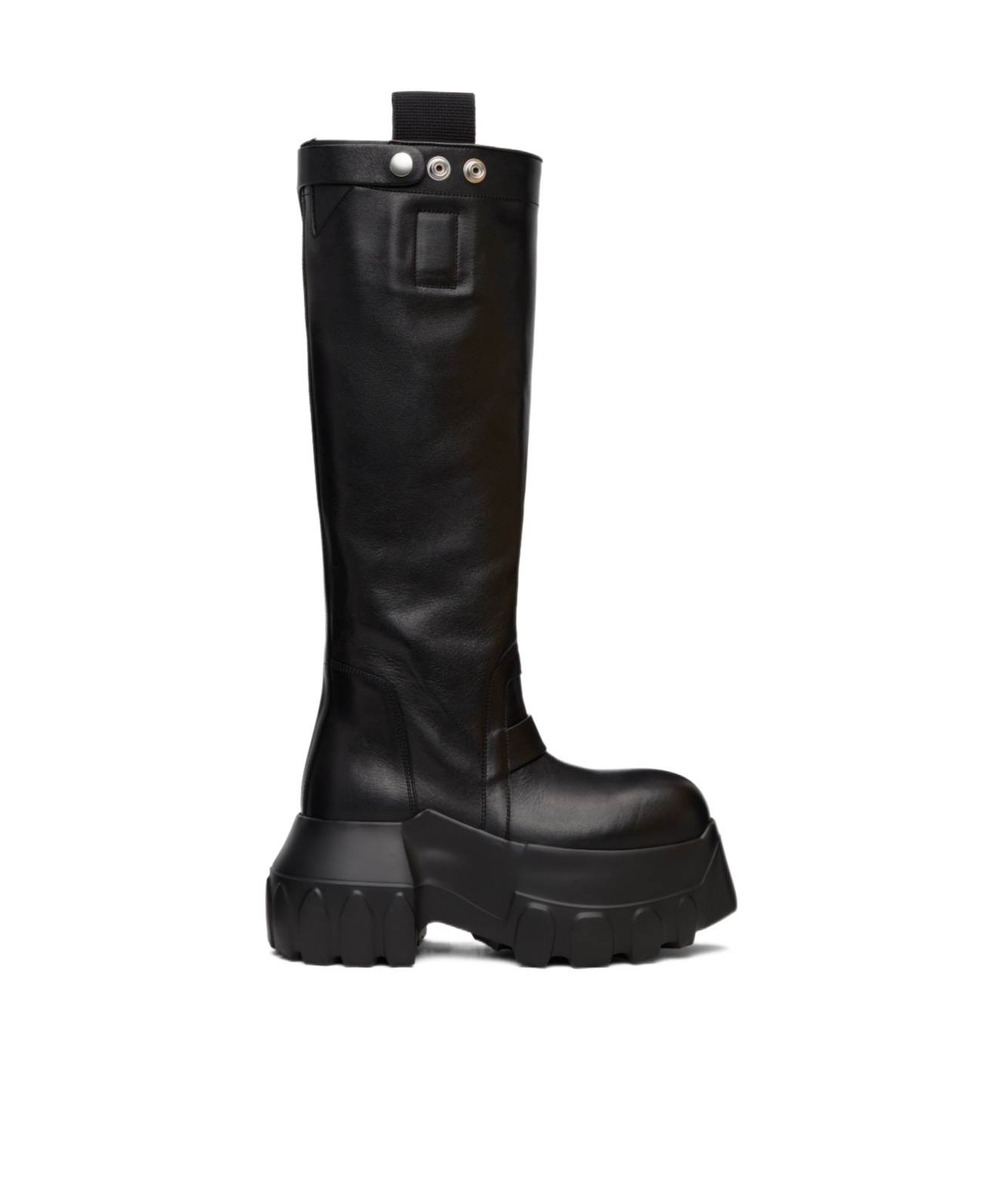 Rick Owens Black Concordians Pull On Mega Tractor Tall Boots In Black