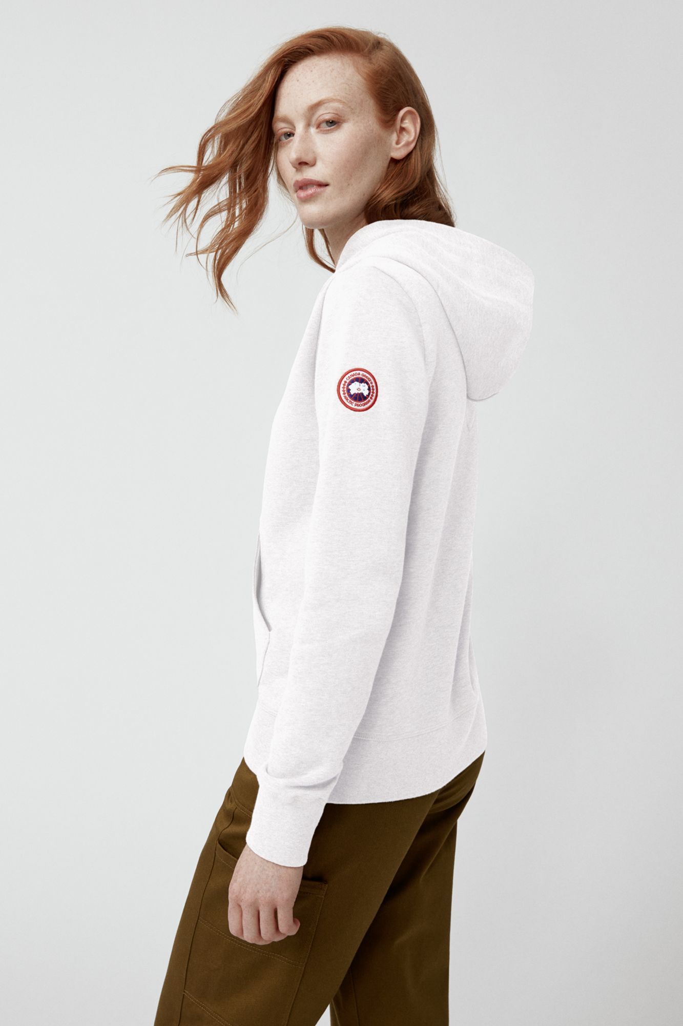 Canada Goose Logo-patch Cotton Hoodie In White