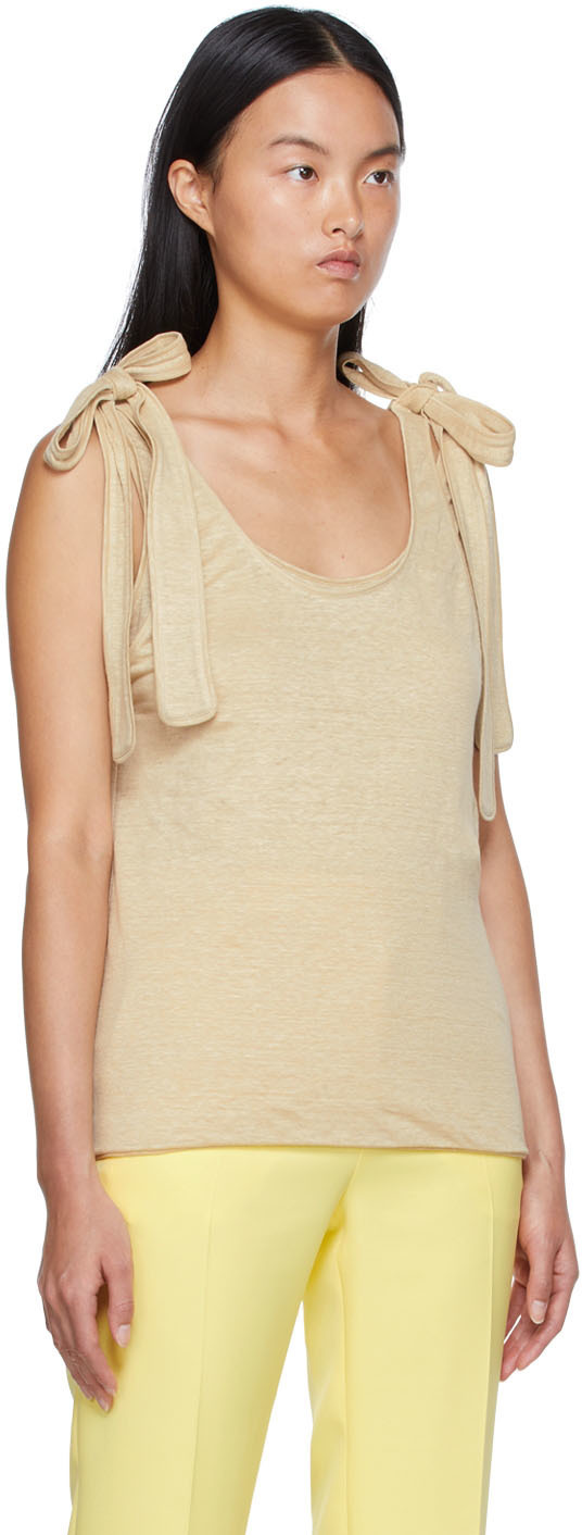 Chloé Pink Linen Tank Top In Nude