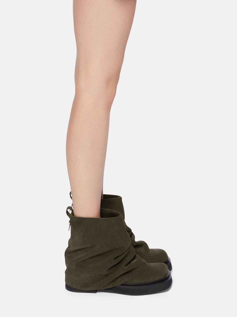 Attico Khaki Mini Robin Combat Boots In Black