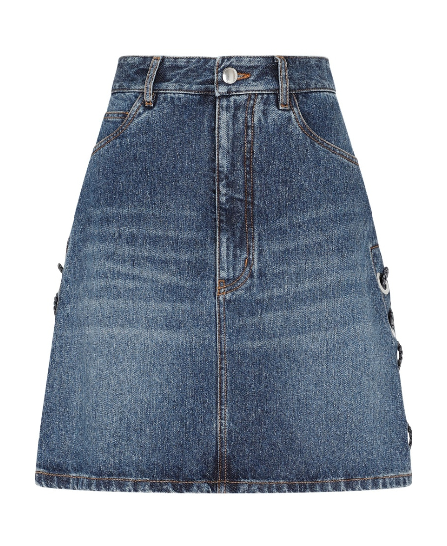 Chloé Blue Lace-up Denim Miniskirt In Blue