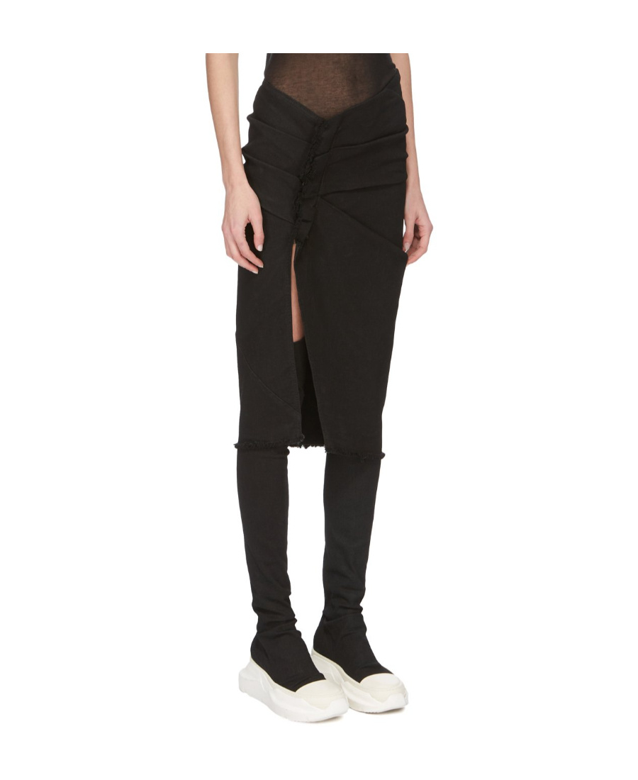 Rick Owens Drkshdw Denim Wrap Midi Skirt In Black